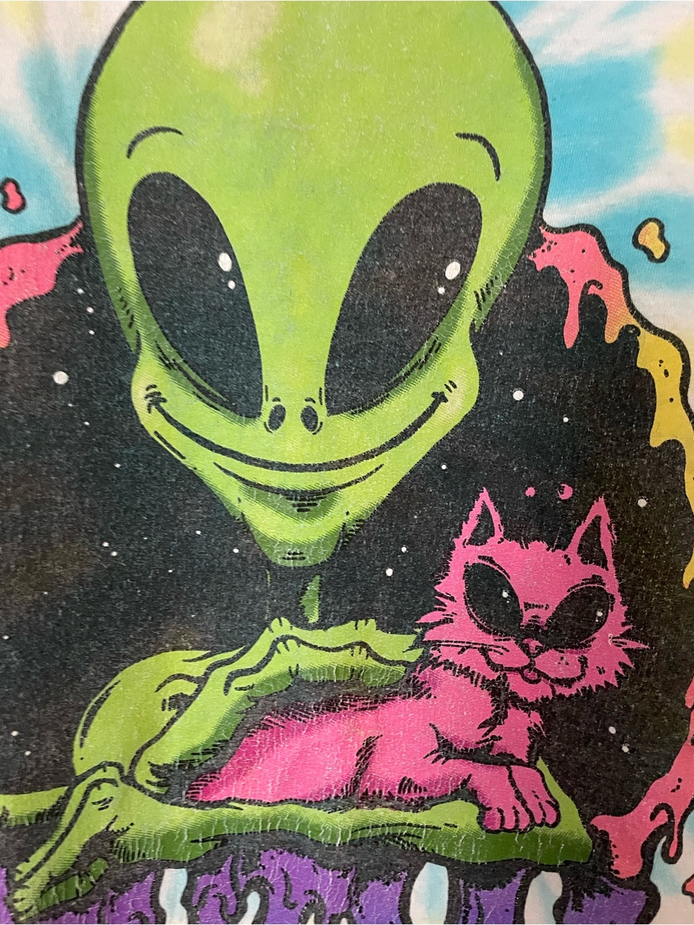 Tie-Dye Alien Graphic Short Sleeve Tee - Multicolor - Picture 3 of 7